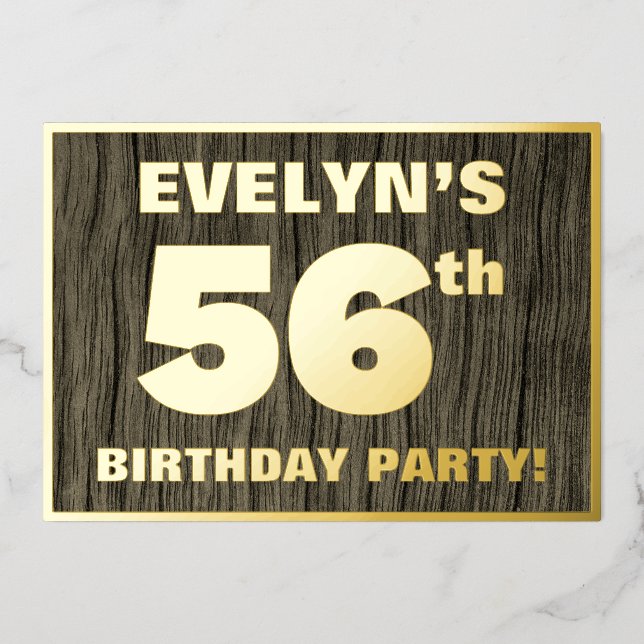 Invitation En Aluminium Fête du 56e anniversaire : Gras, Motif du grain de (Recto)