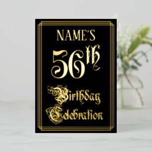 Invitation En Aluminium Fête du 56e anniversaire — Script fantaisie et nom