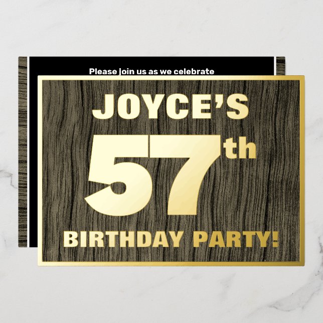 Invitation En Aluminium Fête du 57e anniversaire : Gras, Motif du grain de (Recto/Verso)