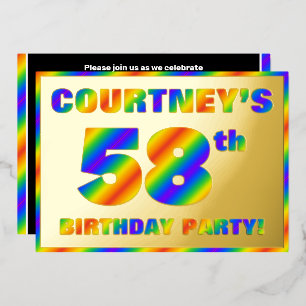 Invitation En Aluminium Fête du 58e anniversaire — Amusant, Rainbow Spectr