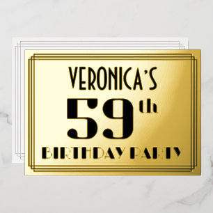Invitation En Aluminium Fête du 59e anniversaire : décoration Art Déco “59