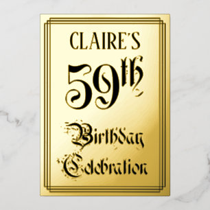 Invitation En Aluminium Fête du 59e anniversaire — Script élégant + Nom pe