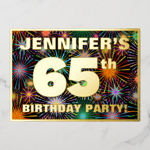 Invitation En Aluminium Fête du 65e anniversaire — Amusant, Feu d'artifice