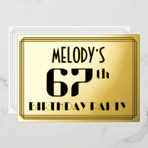 Invitation En Aluminium Fête du 67e anniversaire : décoration Art Déco “67