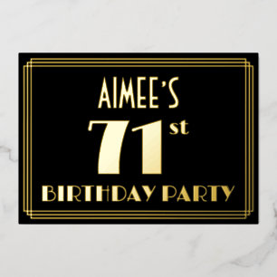 Invitation En Aluminium Fête du 71e anniversaire : Art Déco Look "71", ave