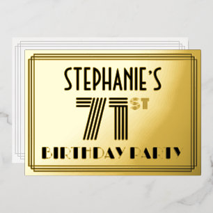 Invitation En Aluminium Fête du 71e anniversaire — Style Art déco « 71 » &