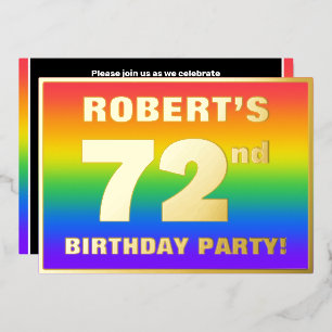 Invitation En Aluminium Fête du 72e anniversaire : Fun, Colorful Rainbow P