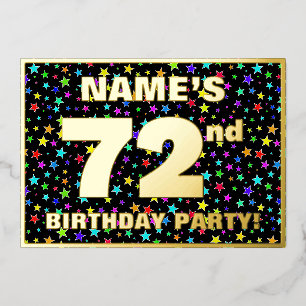 Invitation En Aluminium Fête du 72e anniversaire — motif d'étoiles colorée