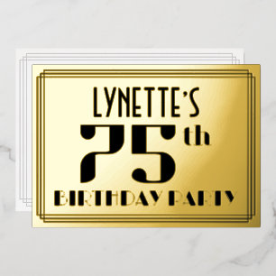 Invitation En Aluminium Fête du 75e anniversaire : Art Déco Look "75" et n