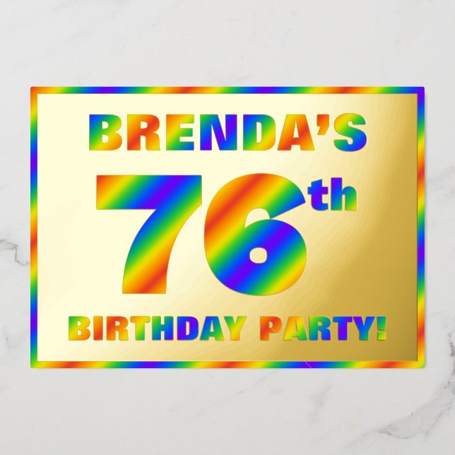 Invitation En Aluminium Fête du 76e anniversaire — Amusant, Rainbow Spectr (Recto)