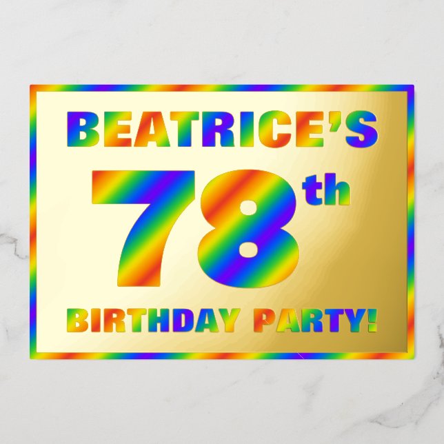 Invitation En Aluminium Fête du 78e anniversaire — Amusant, Rainbow Spectr (Recto)