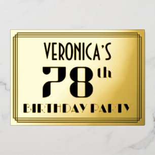 Invitation En Aluminium Fête du 78e anniversaire : Art Déco Look "78" et n