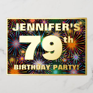 Invitation En Aluminium Fête du 79e anniversaire — Amusant, Feu d'artifice