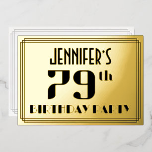 Invitation En Aluminium Fête du 79e anniversaire : Art Déco Look "79" et n