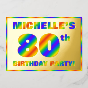 Invitation En Aluminium Fête du 80e anniversaire — Amusant, Rainbow Spectr