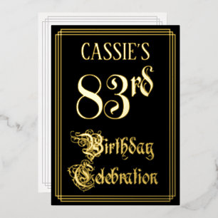 Invitation En Aluminium Fête du 83e anniversaire — Écriture élégante et no