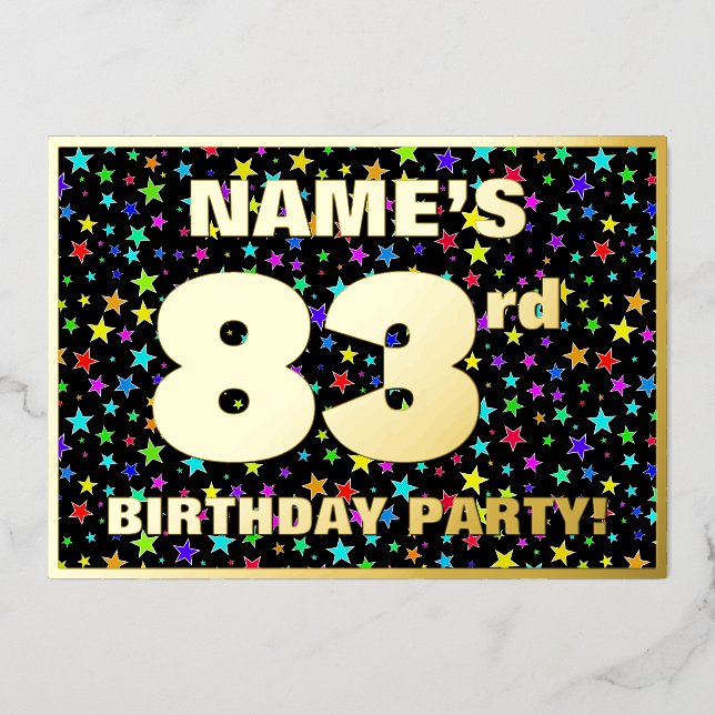 Invitation En Aluminium Fête du 83e anniversaire — Motif d'étoiles amusant (Recto)