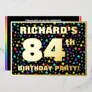 Invitation En Aluminium Fête du 84e anniversaire — Amusant, Colorful Stars