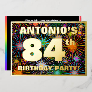 Invitation En Aluminium Fête du 84e anniversaire — Amusant, Feu d'artifice