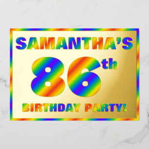 Invitation En Aluminium Fête du 86e anniversaire — Amusant, Rainbow Spectr