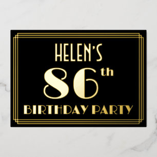 Invitation En Aluminium Fête du 86e anniversaire : Art Déco Look "86", ave