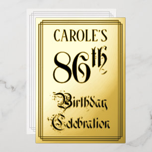 Invitation En Aluminium Fête du 86e anniversaire — Script élégant + Nom pe