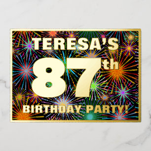 Invitation En Aluminium Fête du 87e anniversaire — Amusant, Feu d'artifice