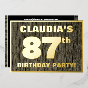 Invitation En Aluminium Fête du 87e anniversaire : motif audacieux à faux