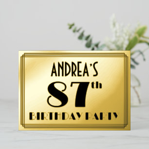 Invitation En Aluminium Fête du 87e anniversaire — Regarder Art Déco "87" 