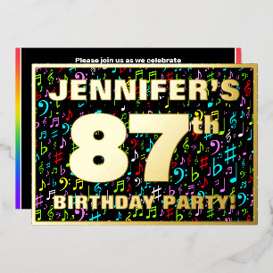 Invitation En Aluminium Fête du 87e anniversaire — Symboles de musique amu