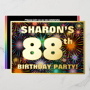 Invitation En Aluminium Fête du 88e anniversaire — Amusant, Feu d'artifice