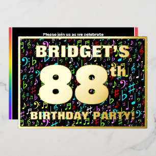 Invitation En Aluminium Fête du 88e anniversaire — Symboles de musique amu