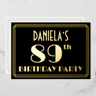 Invitation En Aluminium Fête du 89e anniversaire : Art Déco Look "89", ave