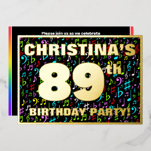 Invitation En Aluminium Fête du 89e anniversaire — Symboles de musique amu