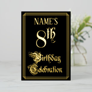 Invitation En Aluminium Fête du 8e anniversaire — Script fantaisie et nom 