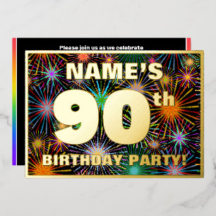 Invitation En Aluminium Fête du 90e anniversaire — Fun amusant, coloré Loo