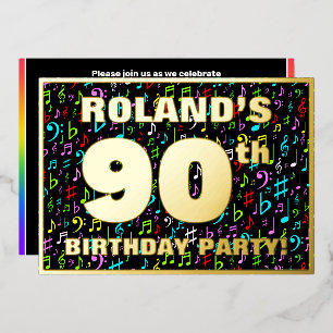 Invitation En Aluminium Fête du 90e anniversaire — Symboles de musique amu