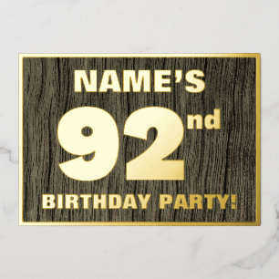 Invitation En Aluminium Fête du 92e anniversaire : motif audacieux à faux 