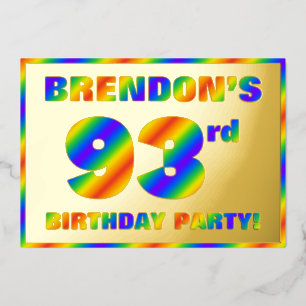 Invitation En Aluminium Fête du 93e anniversaire — « 93 » spectre arc-en-c