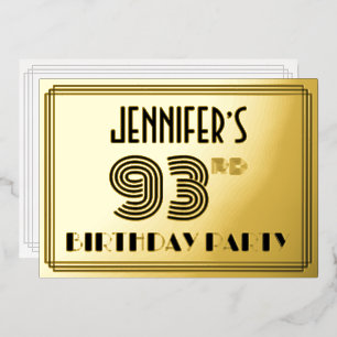 Invitation En Aluminium Fête du 93e anniversaire — Style Art déco « 93 » &