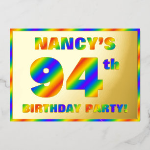 Invitation En Aluminium Fête du 94e anniversaire — Amusant, Rainbow Spectr