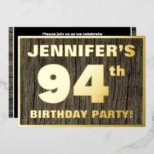 Invitation En Aluminium Fête du 94e anniversaire : motif audacieux à faux