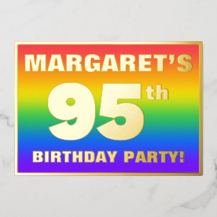 Invitation En Aluminium Fête du 95e anniversaire : Amusant, Motif arc-en-c