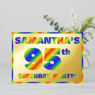 Invitation En Aluminium Fête du 95e anniversaire — Amusant, Rainbow Spectr