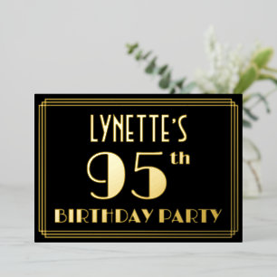 Invitation En Aluminium Fête du 95e anniversaire : Art Déco Look "95", ave