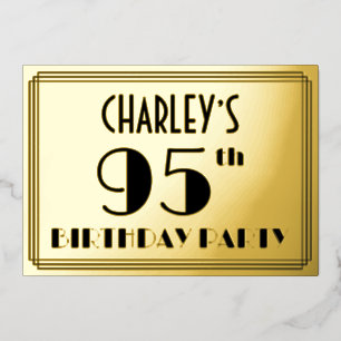 Invitation En Aluminium Fête du 95e anniversaire — Regarder Art Déco "95" 