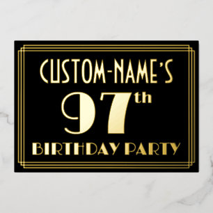Invitation En Aluminium Fête du 97e anniversaire : Art Déco Look "97", ave