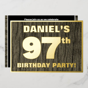 Invitation En Aluminium Fête du 97e anniversaire : motif audacieux à faux 