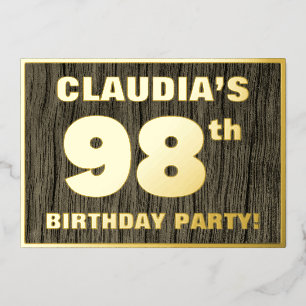 Invitation En Aluminium Fête du 98e anniversaire : motif audacieux à faux 