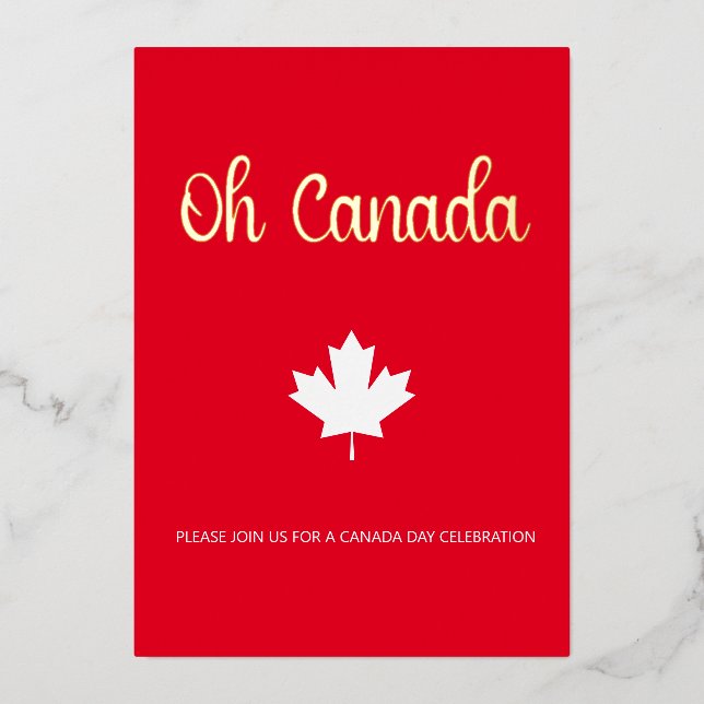Invitation En Aluminium Fête du Canada BBQ Summer Party Photo Gold (Recto)